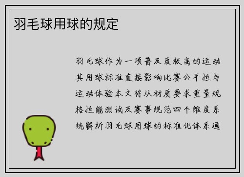 羽毛球用球的规定